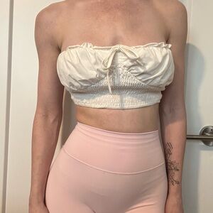 Cream Strapless Ruched Top